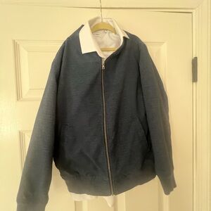 Calvin Klein Navy Zip-Up Blue Jacket and White dress shirt set